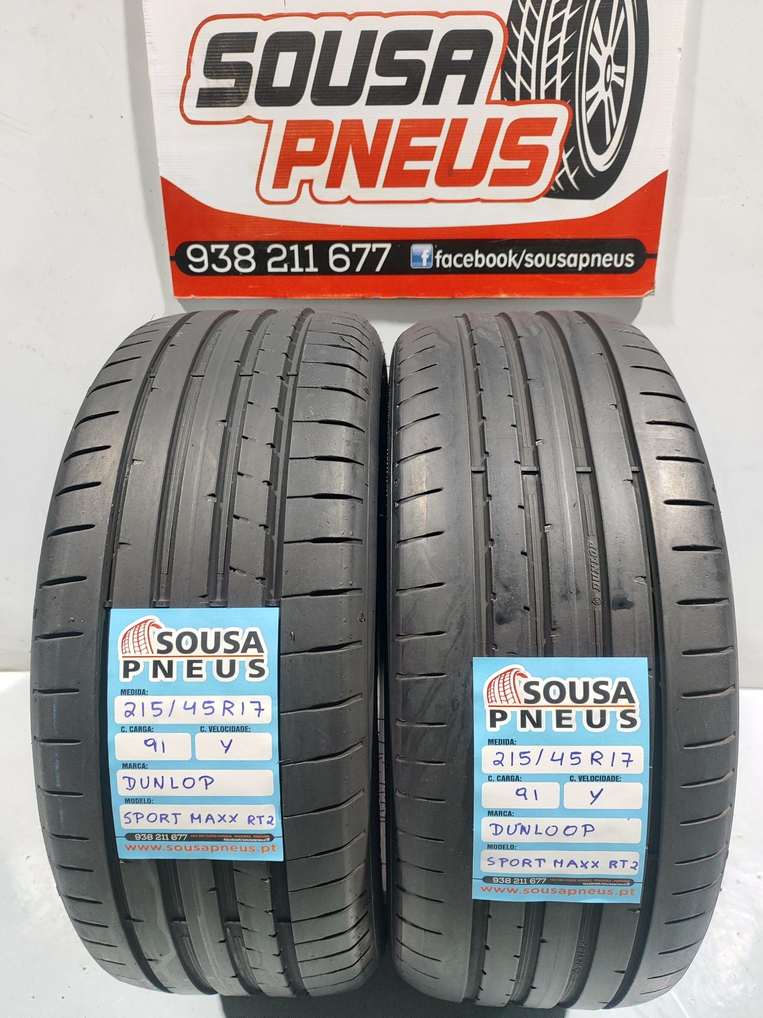 2 pneus semi novos 215-45R17 Dunlop - Oferta dos portes