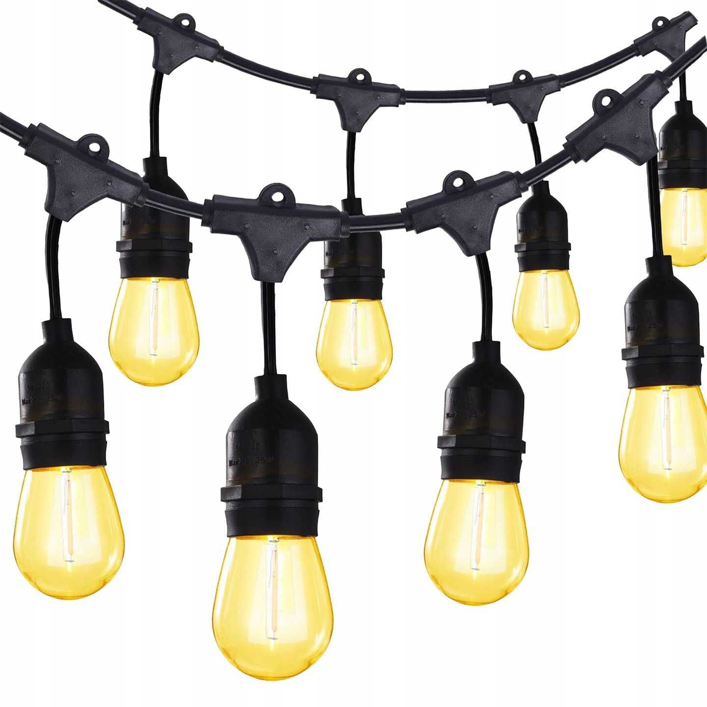 girlanda ogrodowa led świetlna lampki ogrodowe 15m x e27 żarówka 1w