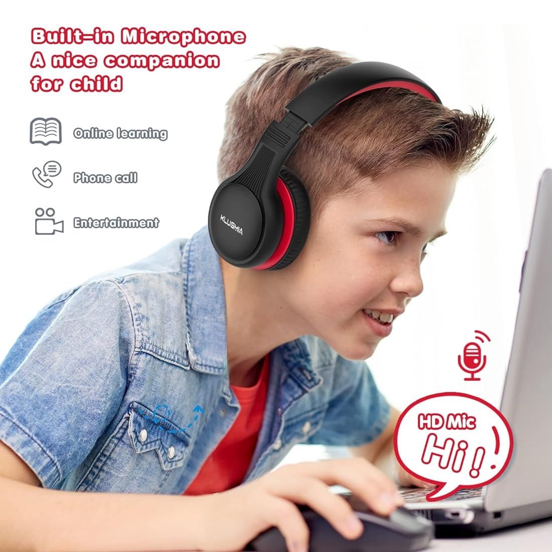 Słuchawki dla dzieci bezprzewodowe bluetooth klugmia b08