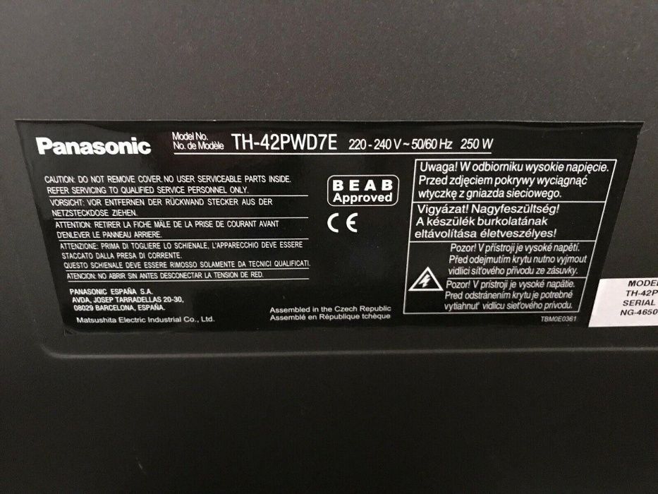 плазма Panasonic Plasma Display TH-42PWD7E