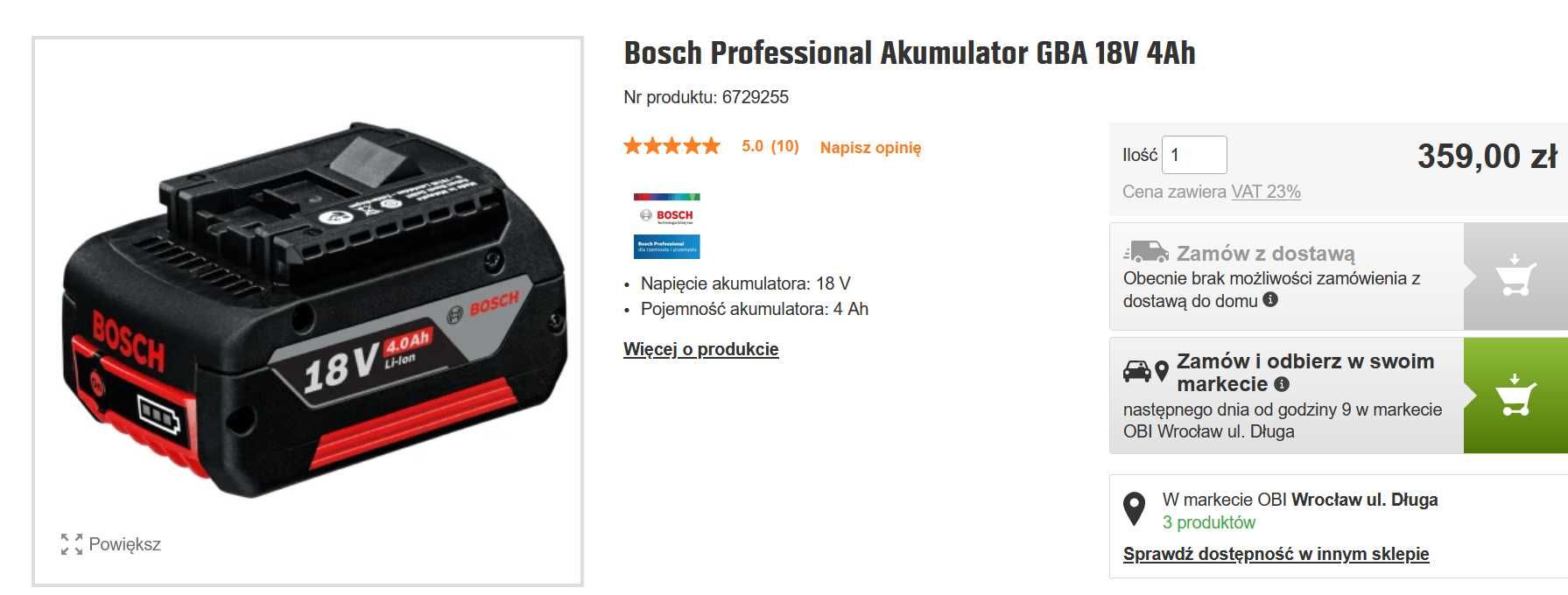 Bateria Bosch 18V 4 Ah nowa