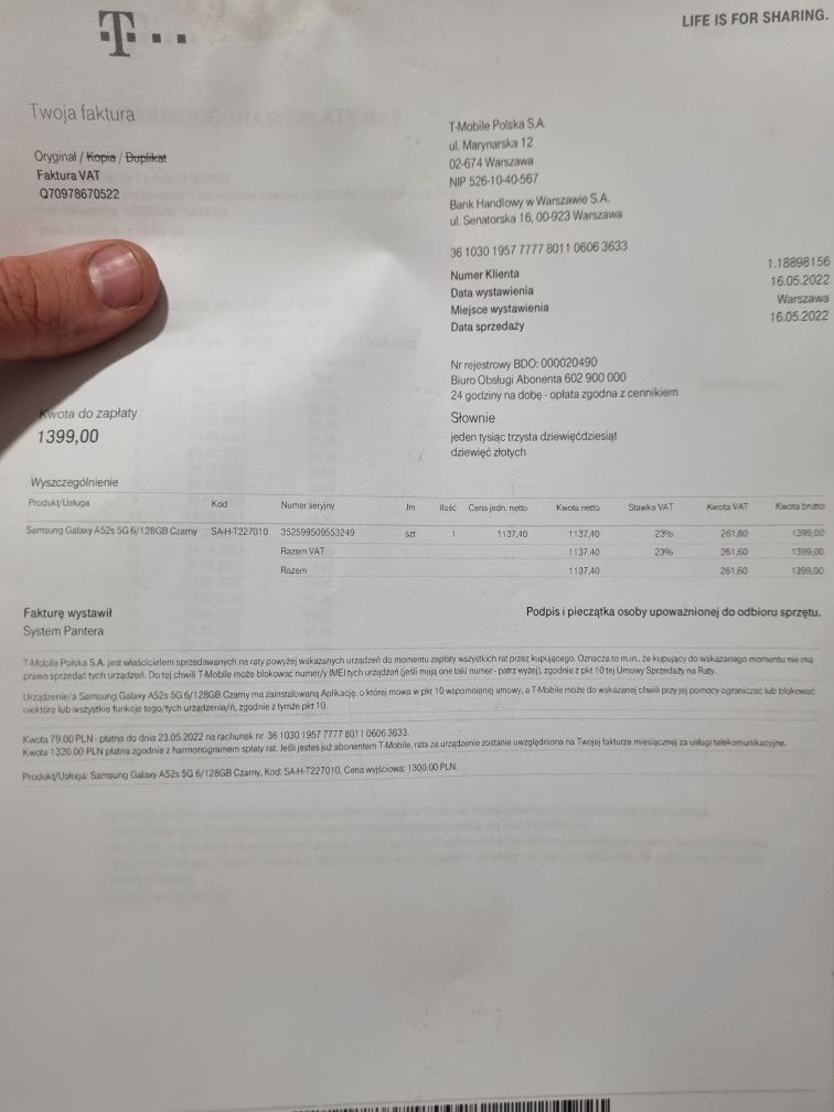 Telefon smartfon Samsung galaxy a52S 5g