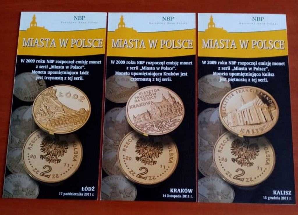 Foldery do monet 2 zł. z Seri miasta w Polsce komplet 15 sztuk