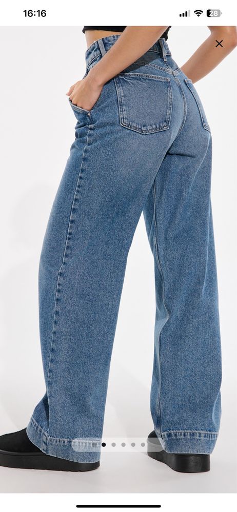 Джинси wide leg сині