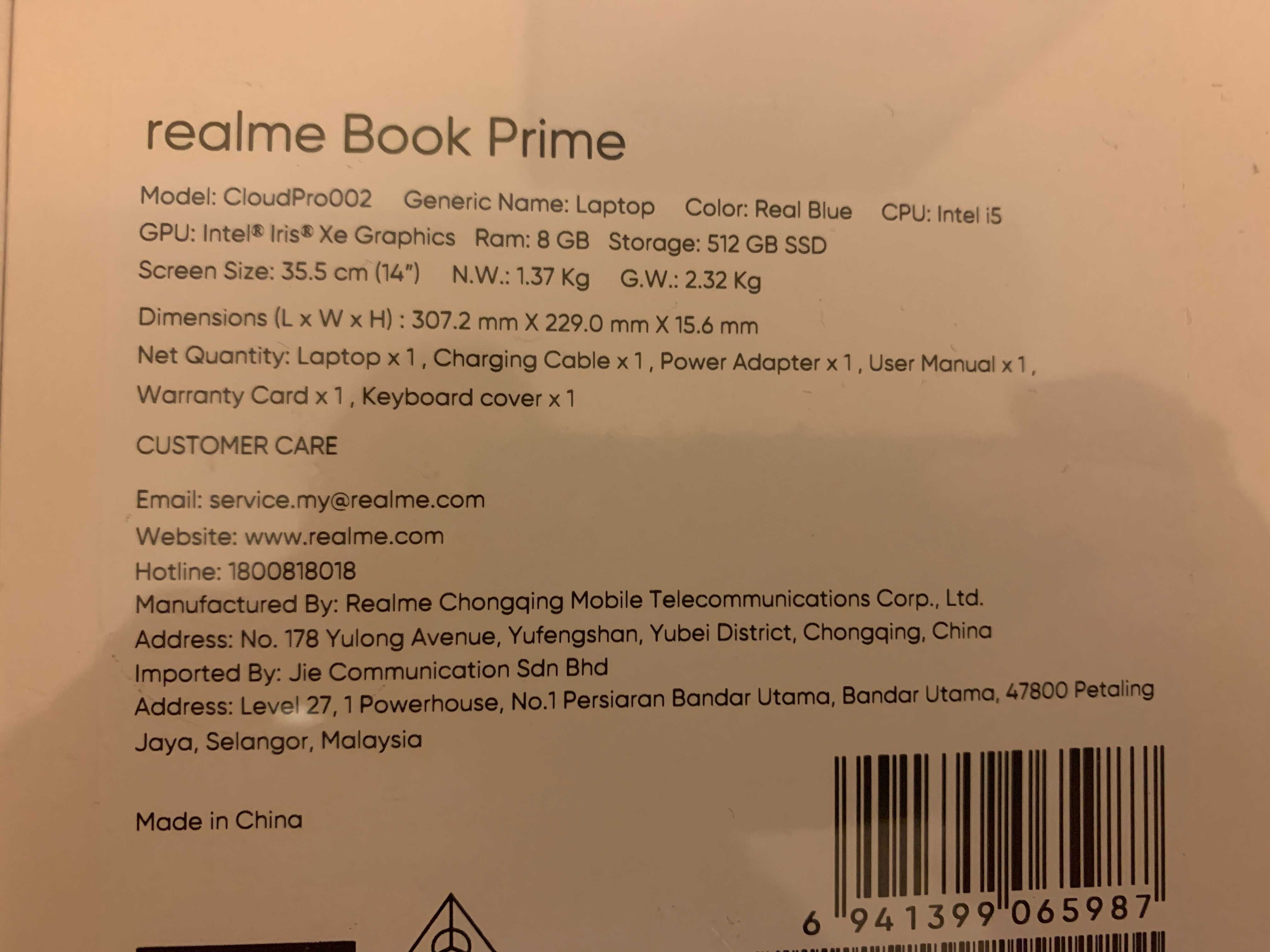 Realme Book Prime 14"/i5/8GB RAM/512GB SSD/Windows 11