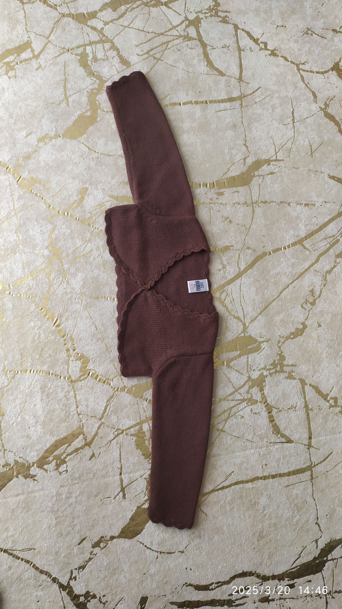 Brązowe dzianinowe bolerko na długi rękaw, r. 82, Zara Baby