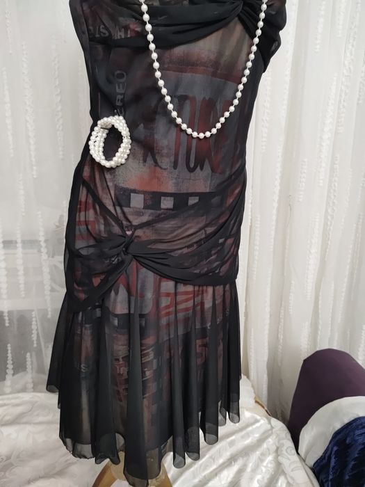 Strójprzebranie lata 20-te sukienka dodatki rozmiar M