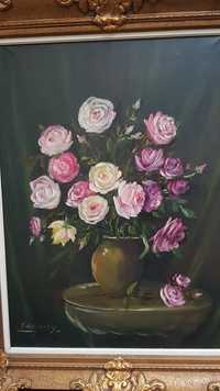 Obraz olej Róże 100×70