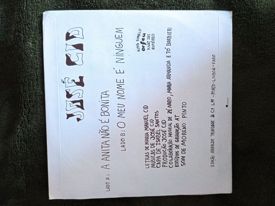 José Cid –Tia Anita - Portugal- 1977- Como novo!