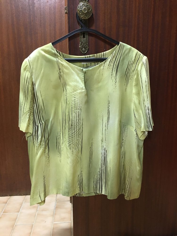 Conjunto (DALI blusa+saia) senhora, de verão, tam. 54, tons verdes