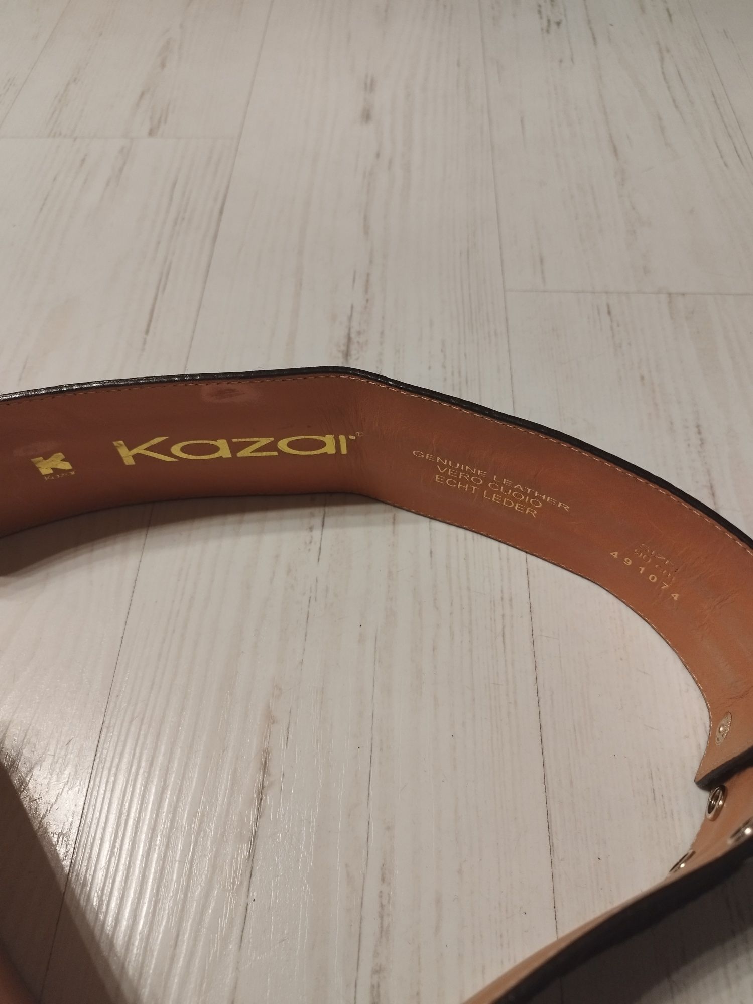 Pasek Kazar brązowy skórzany 90cm