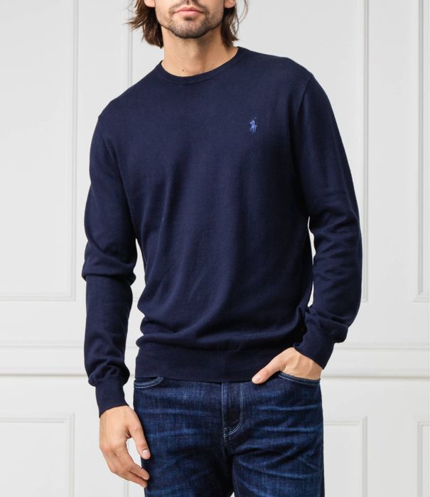 Męski sweter Polo Ralph Lauren Pima Cotton granatowy elegancki XL