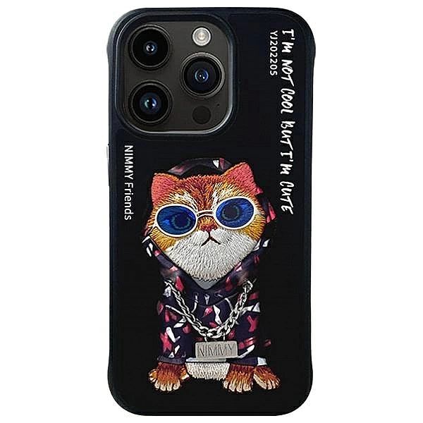 Etui Nimmy Glasses Cool Cat na iPhone 15 Pro - czarne