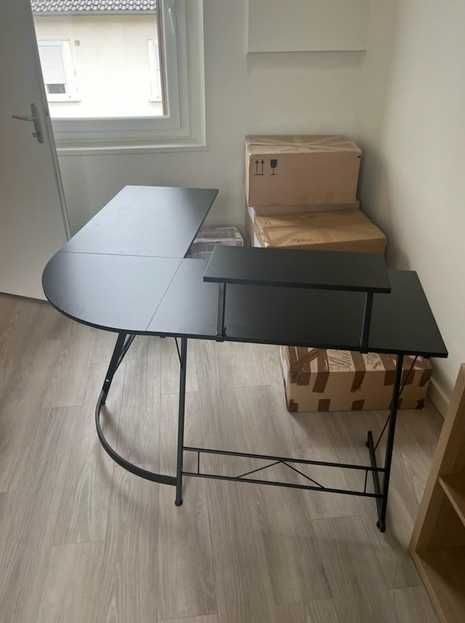 Mesa de gaming de canto preta secretária - 127 x 167 cm