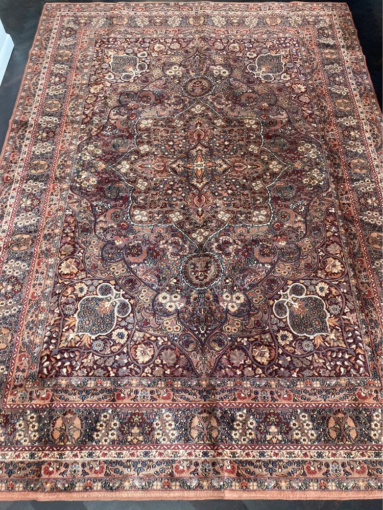 Duży dywan vintage 350x250 Shah Abbas rudo-różowy Iran, lata 70.