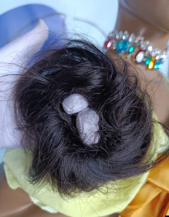 СНатуральная резинка бублик пучок шиньоны хвостик