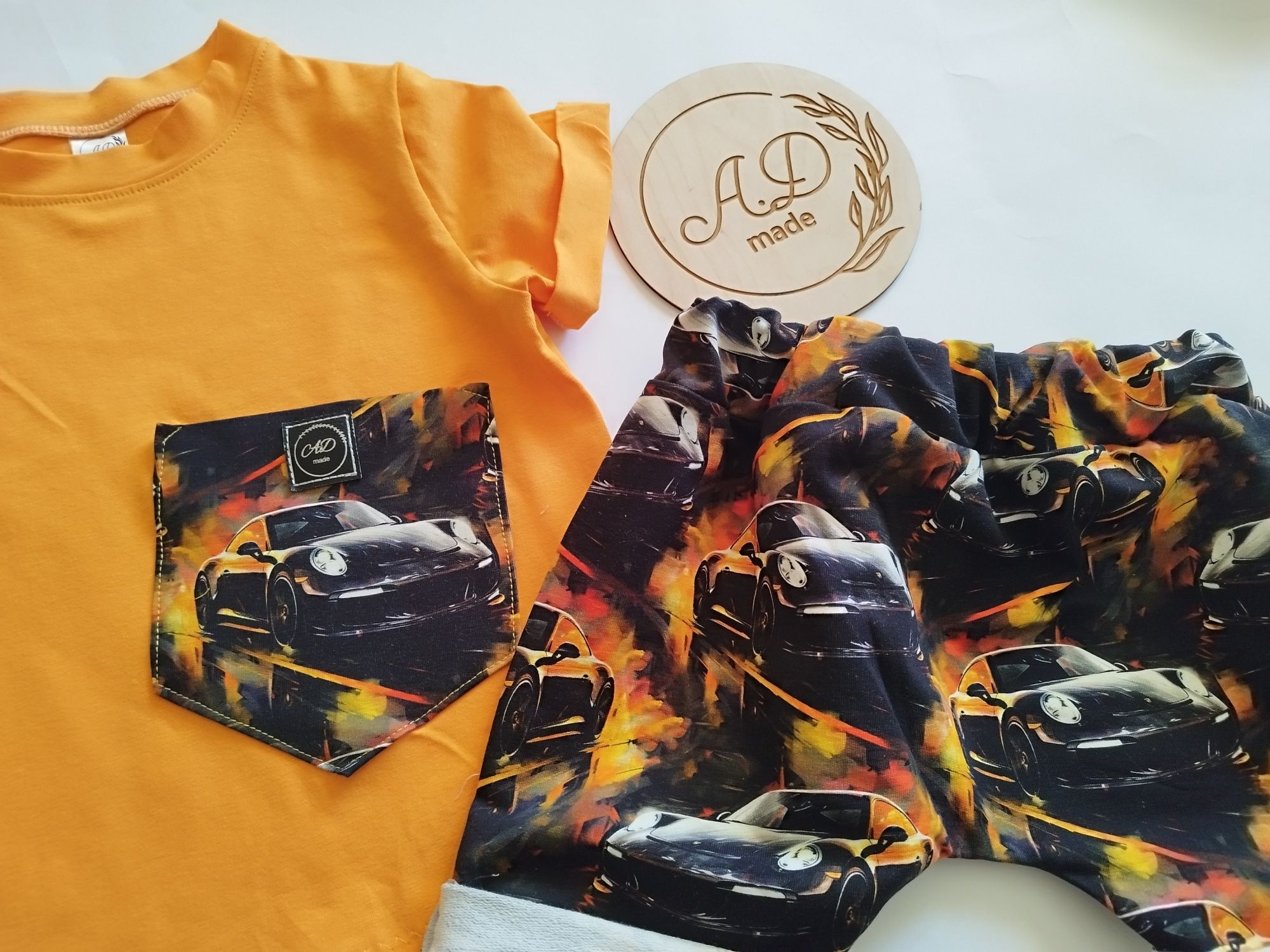 Komplet bawełniany T-shirt koszulka Spodenki Auto wyścigówki 110