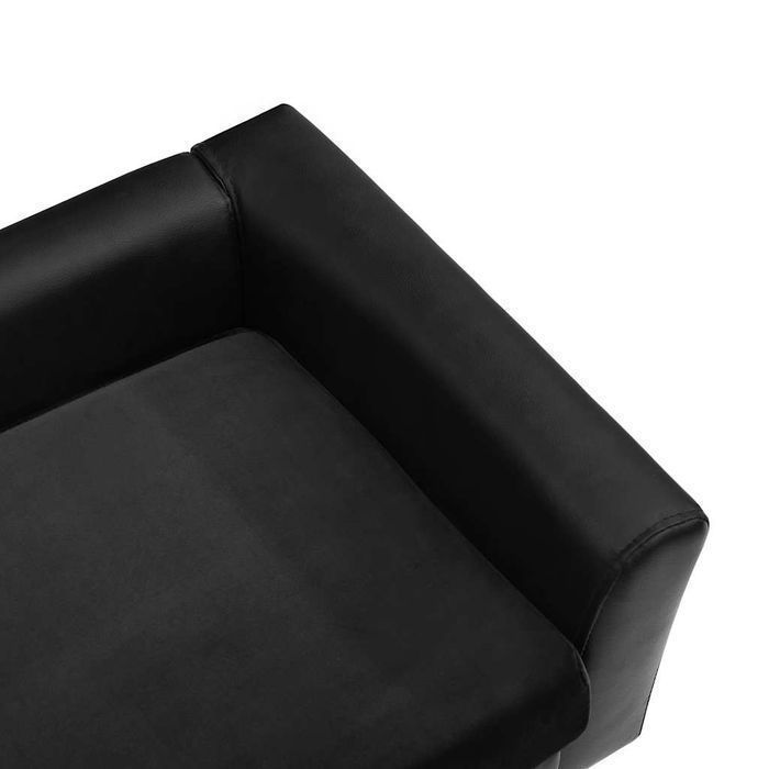 Sofa dla psa, czarna, 60x43x30 cm, plusz i sztuczna skóra