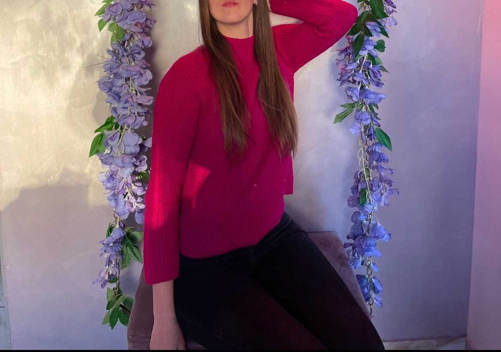 Теплый свитер женский Knitwear S-M розовый/фуксия