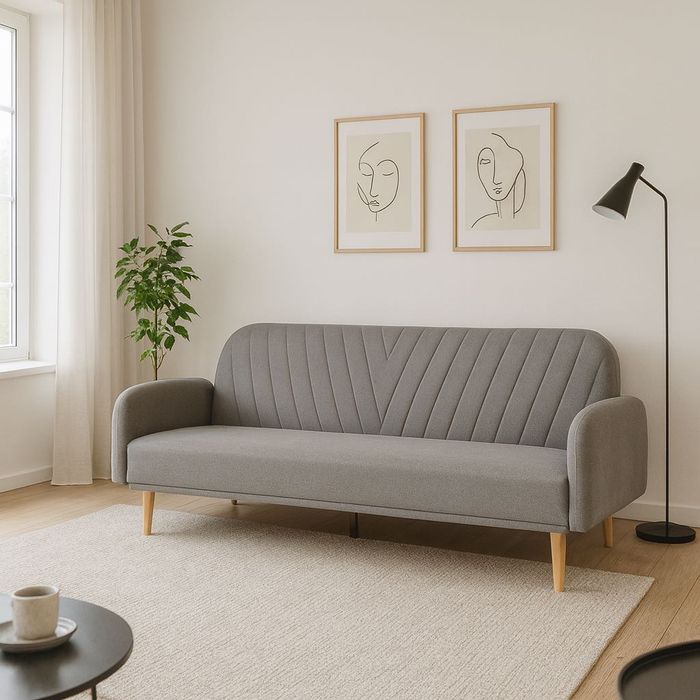 Sofa z funkcją spania PARADISE rozkładana trzyosobowa szara tania