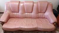 Шкіряний розкладний диван в ідеальному стані, м'яка натуральна шкіра