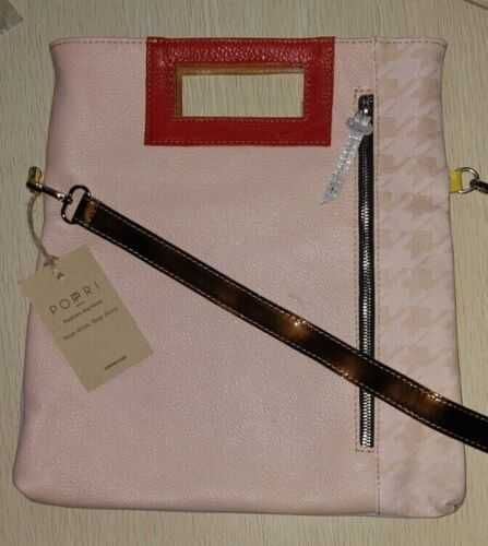 EBARRITO Италия кожаная сумка новая без этикеток $352 розово-серая