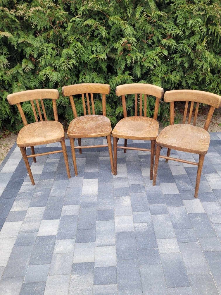 4 krzesła PRL lata 50 drewniane