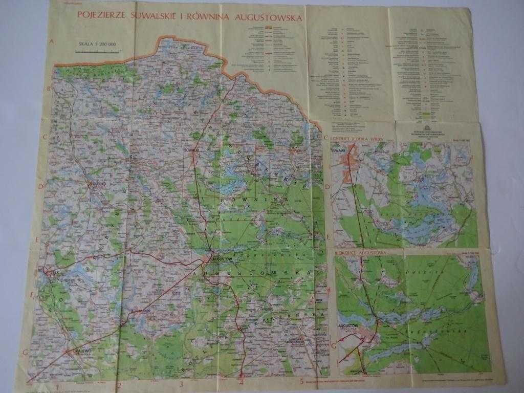 Pojezierze Suwalskie I Równina Augustowska Mapa Turystyczna 1985 Rok
