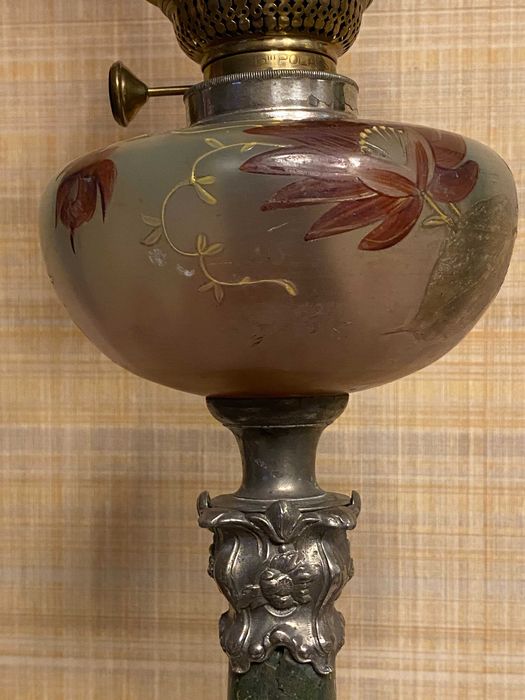 Piękna, secesyjna lampa naftowa. W pełni sprawna ,76cm.