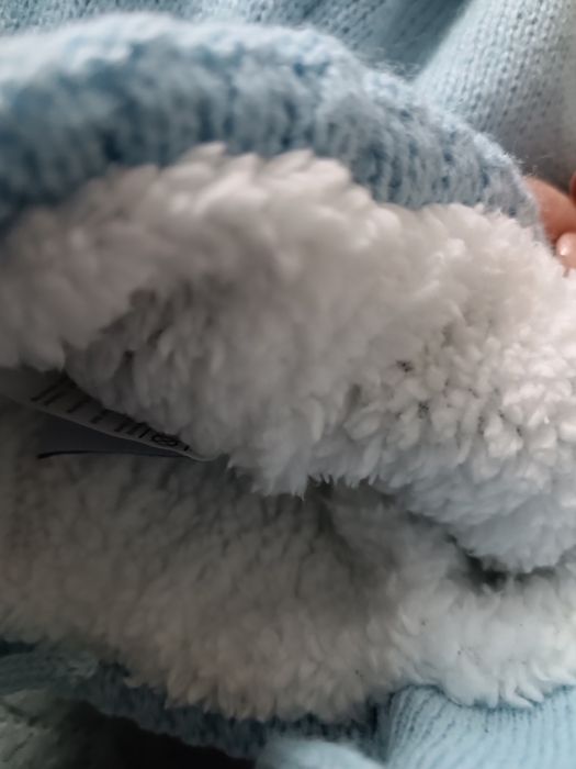 Czapka niemowlęca 5.10.15 nowa błękitna ocieplana zima niebieska 40/42