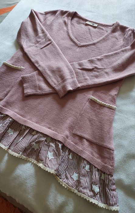 Camisola Malha Rosa c/ Folho, TM