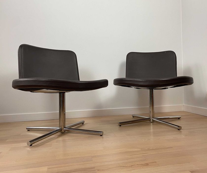 Fotel skórzany brązowy obrotowy | wygodne, nowoczesne