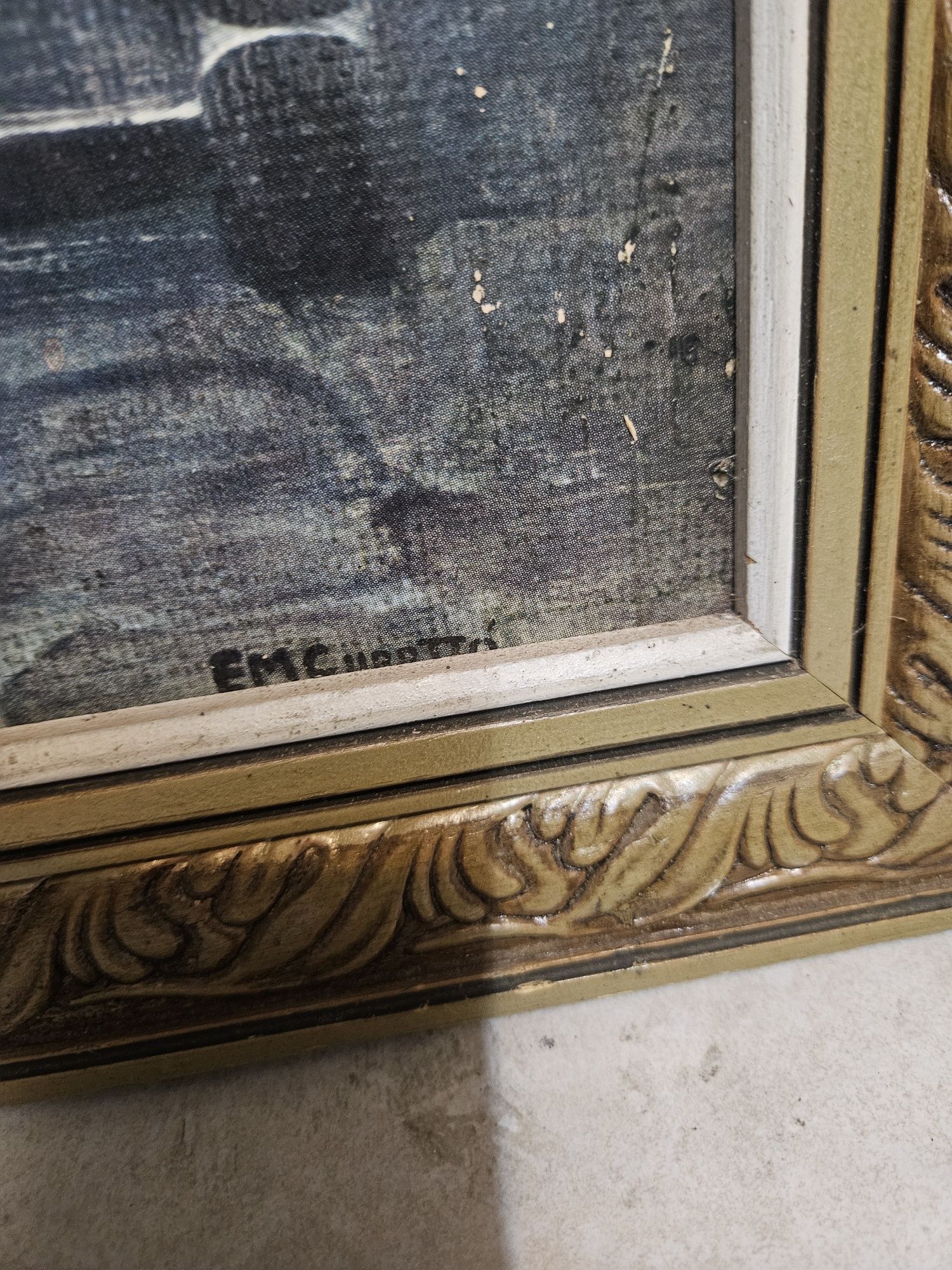 Pintura em tela a óleo antiga assinada