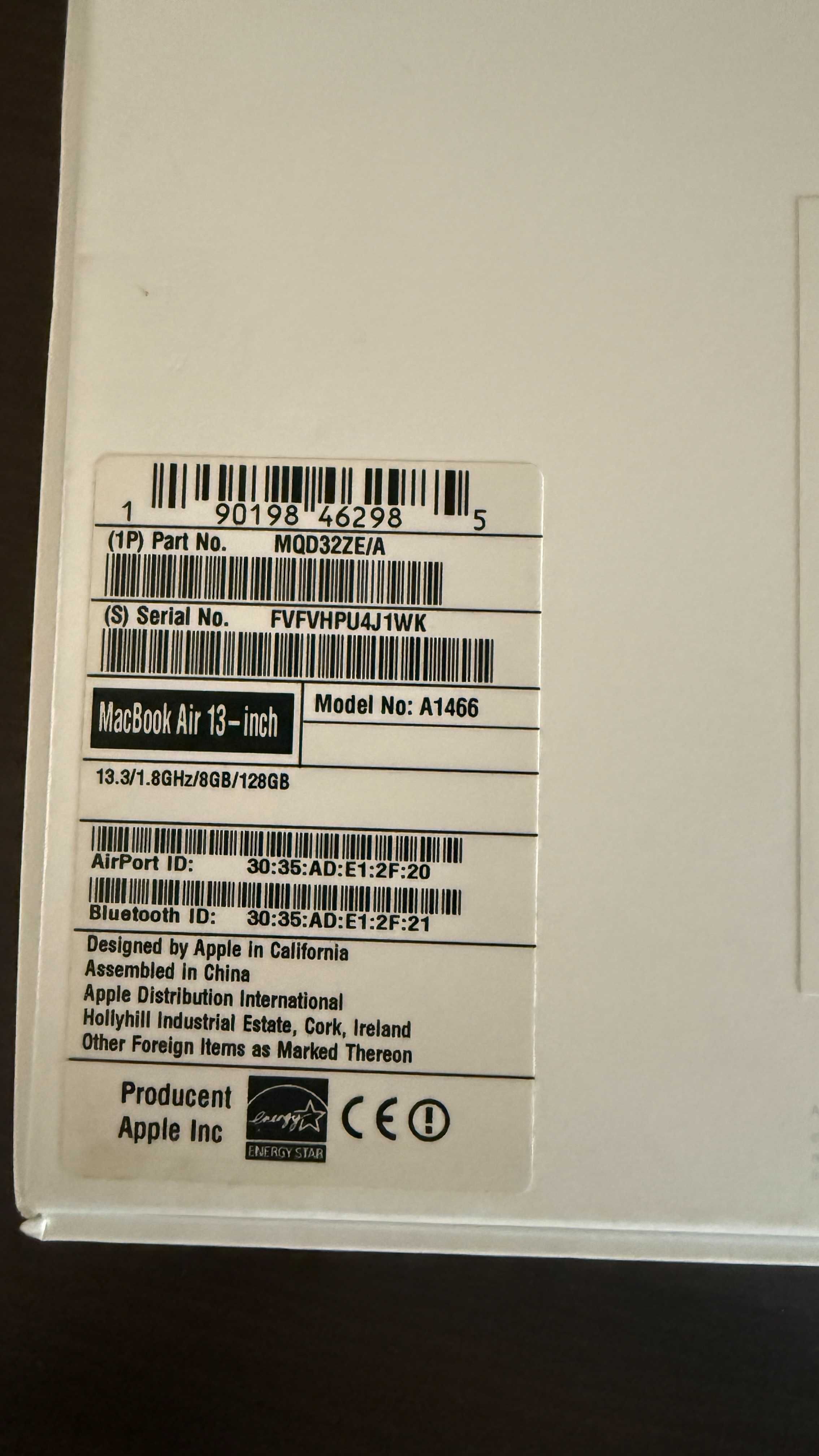 MacBook Air 2017 - A1466 procesor i5, pamięć 8GB, 480GB SSD