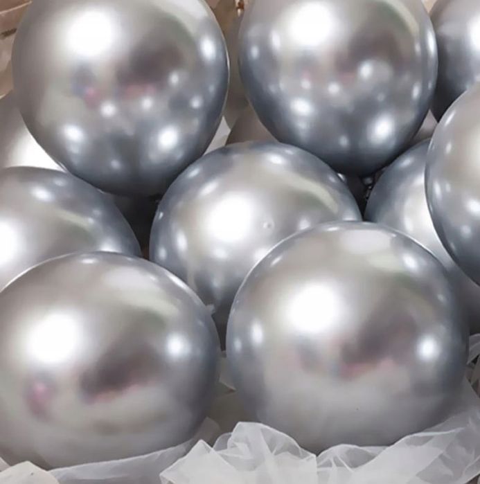 Balony Srebrne Metaliczne Impreza Wesele Urodziny Przyjęcie 100 Szt