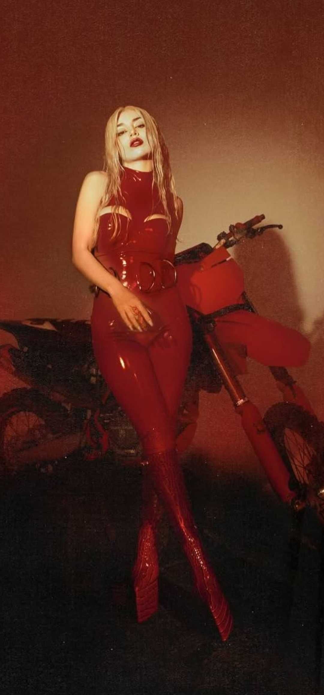 Vex  Clothing Pończochy latex czerwień  R.S lady gaga Khloe Kardashian