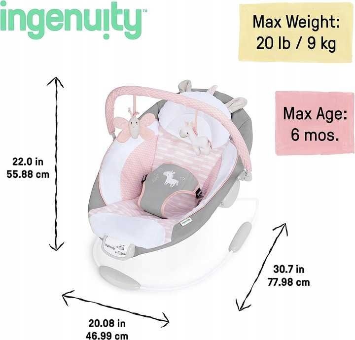 Ingenuity Flora The Unicorn Cradling Bouncer Bujaczek *NOWE*