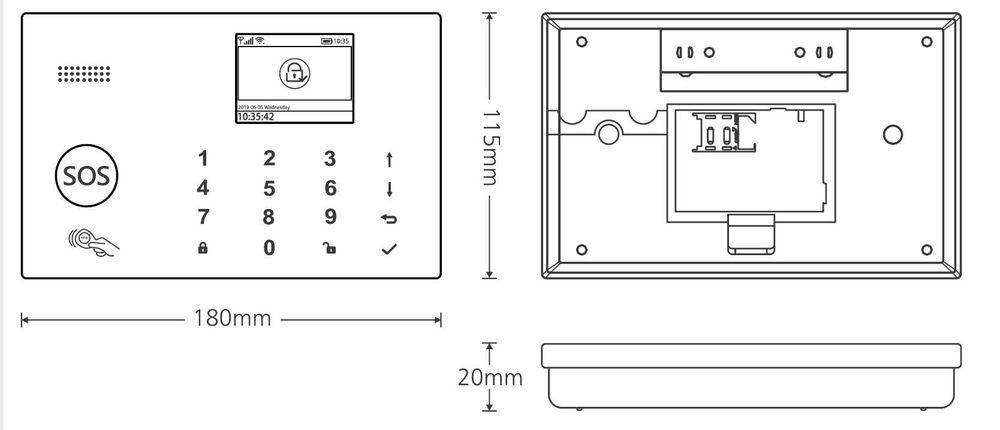 Bezprzewodowy Alarm Z Lcd 2.4 Gsm Wifi Sms Tuya Smart Po Polsku+10Xpir
