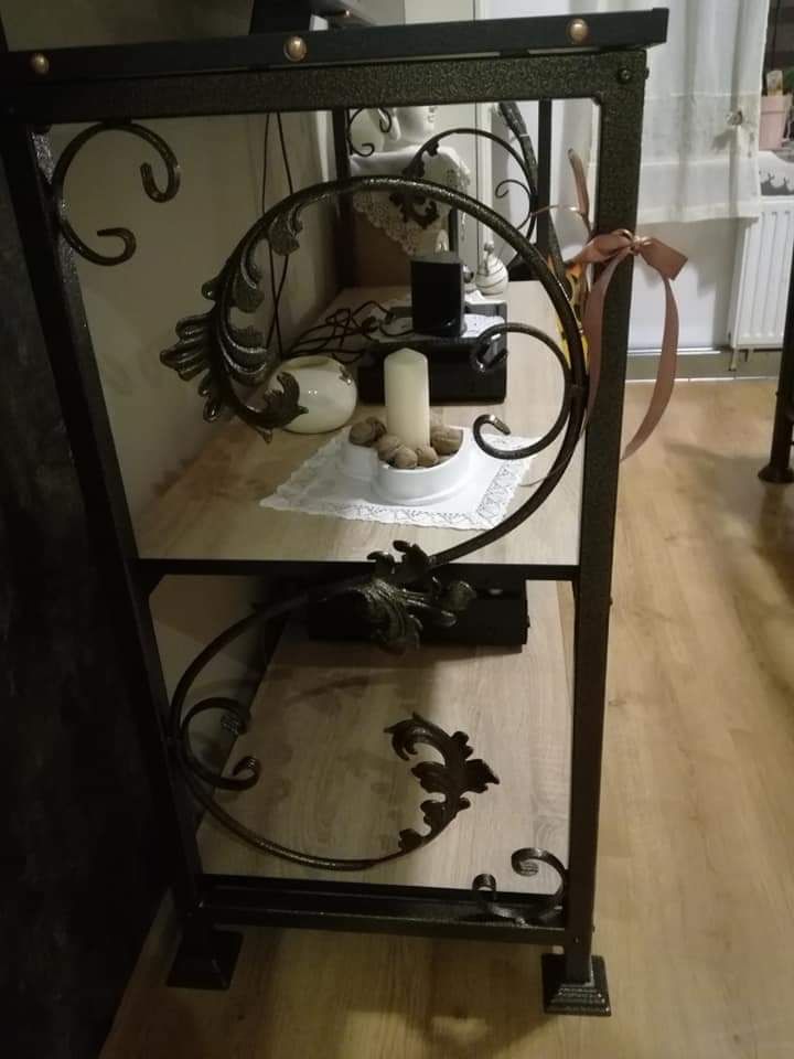 Łóżko kute + szafka pod telewizor ( handmade)