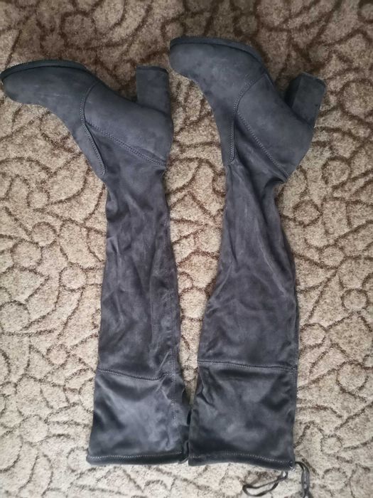 Wysokie szare kozaki obcas rozm. 39