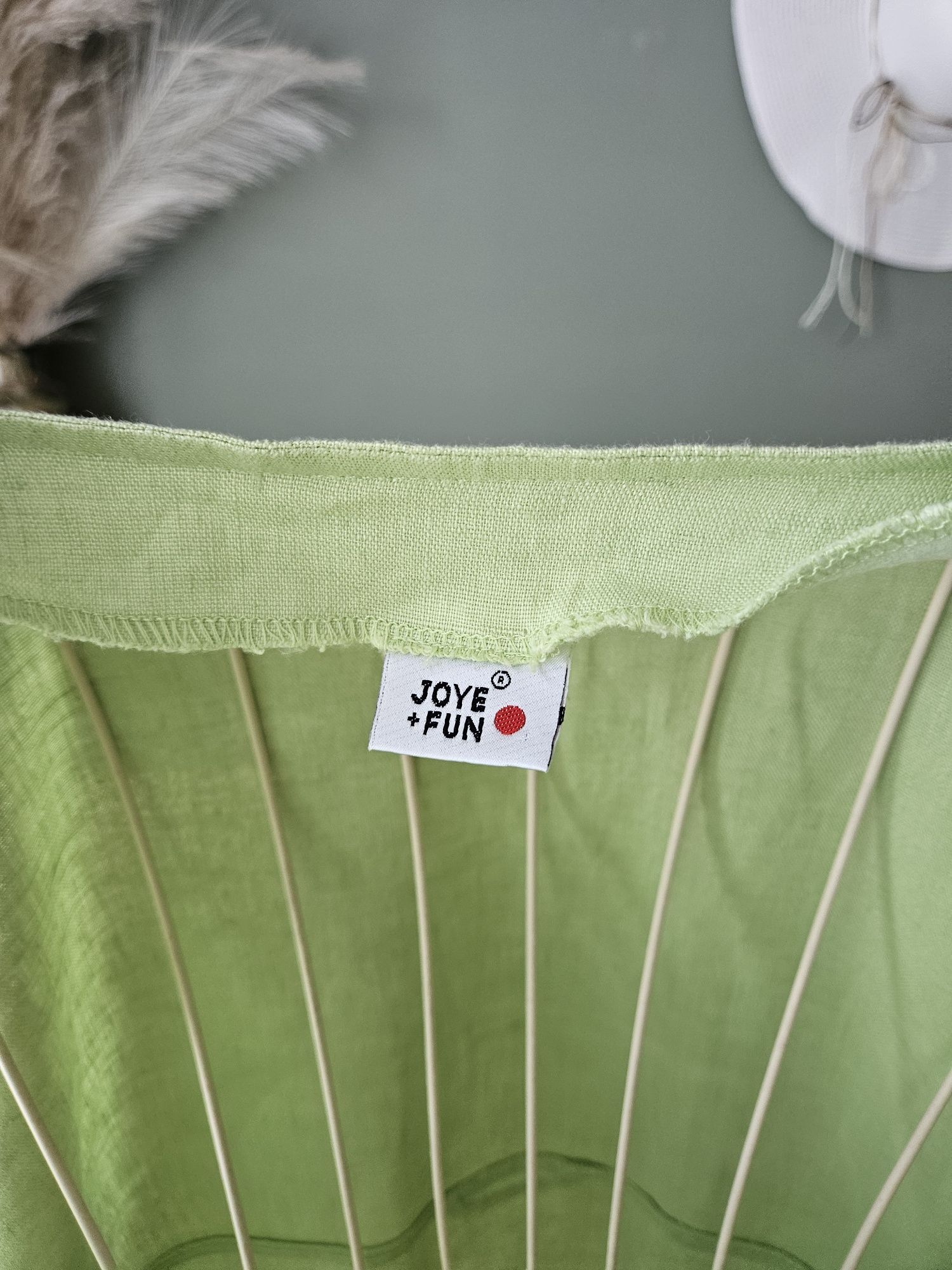 Pistacjowa lniana kamizelka damska / tunika XXL 100% Len plus size let