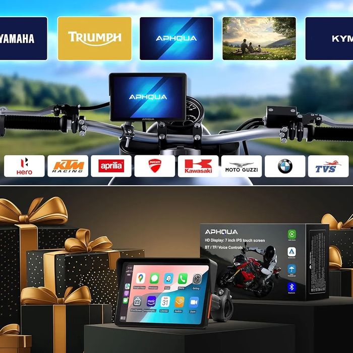 Бездротовий екран CarPlay APHQUA A722 для мотоцикла, 7-дюймовий водоне