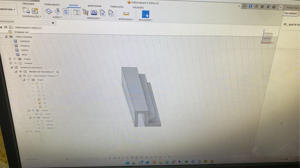 Calha vidro duplo para cubos e aquarios