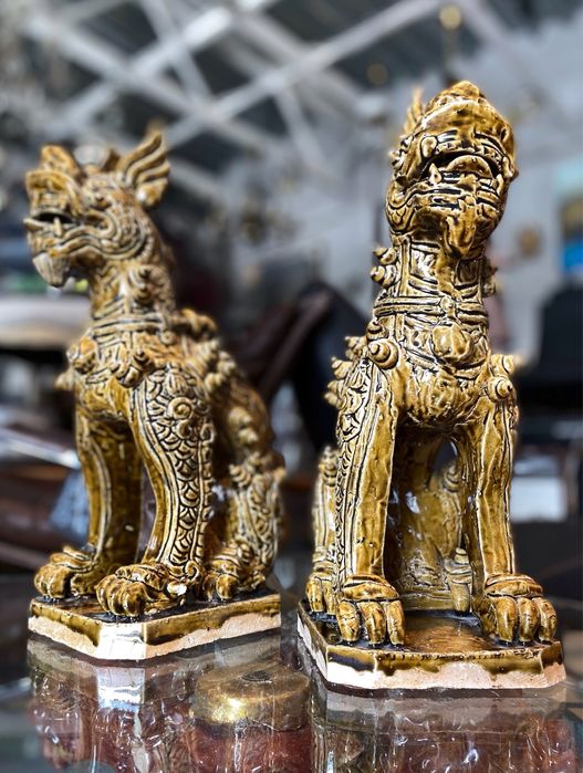 Lwy Foo figury ceramiczne Chinski talizmam dobrobytu