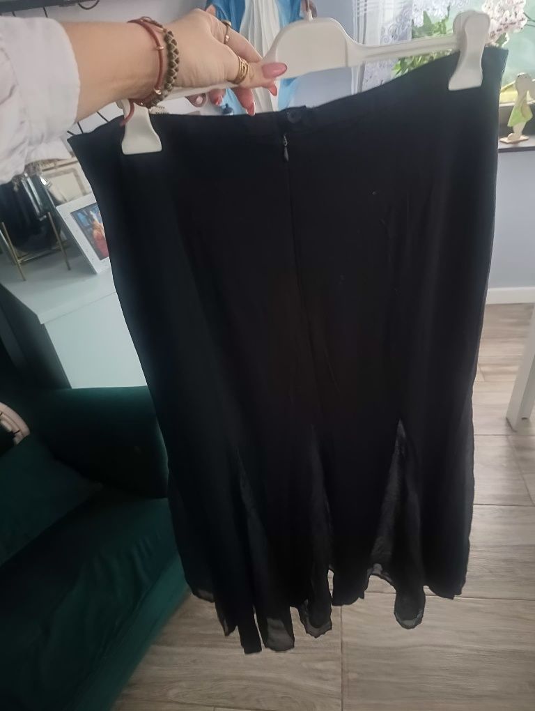 Spódnica czarna z wstawkami r46 maxi czarna