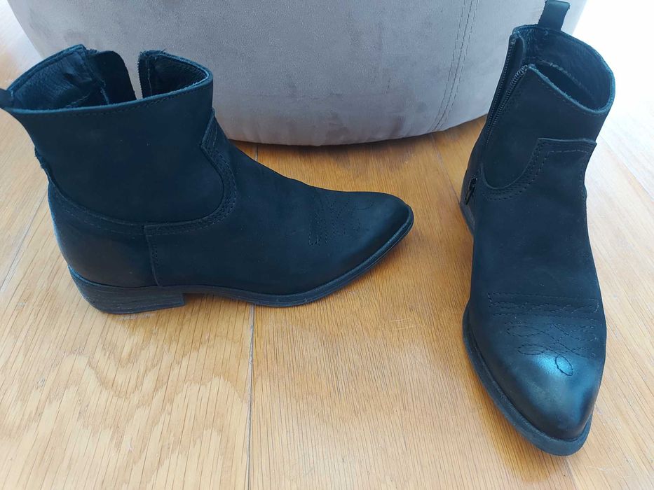 Bota texana, pele, pretas - nr 35