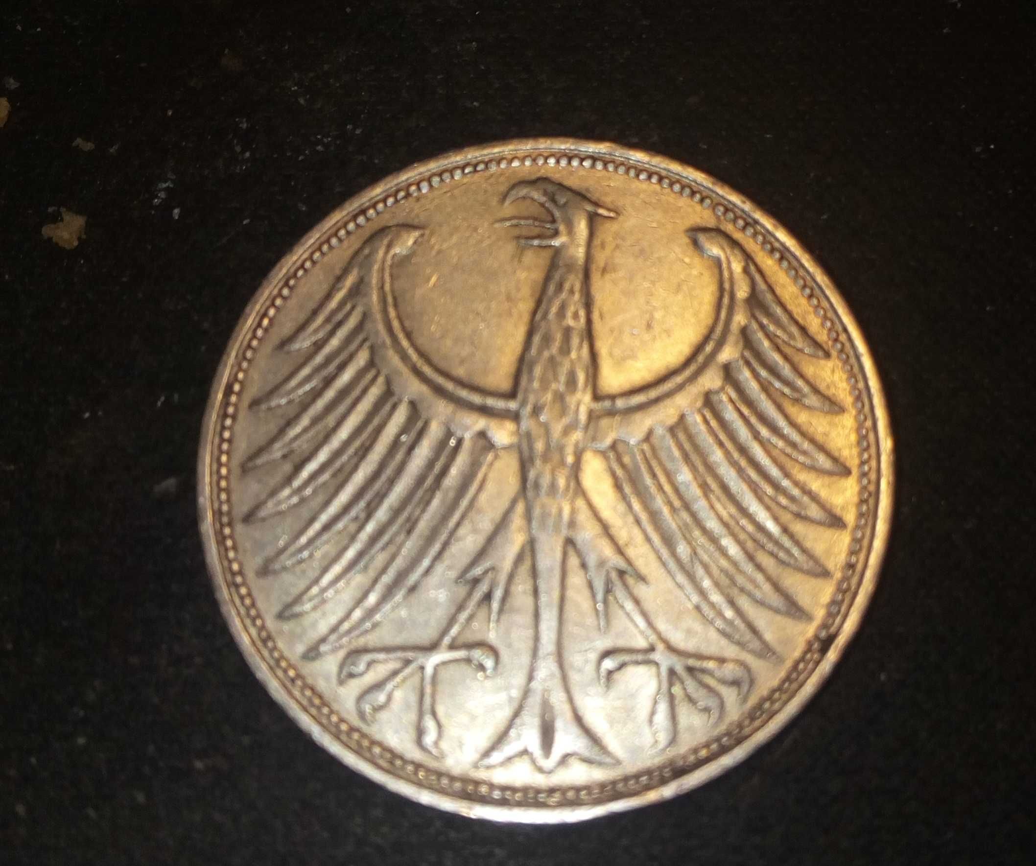 Srebrna moneta 5 marek z 1966 F