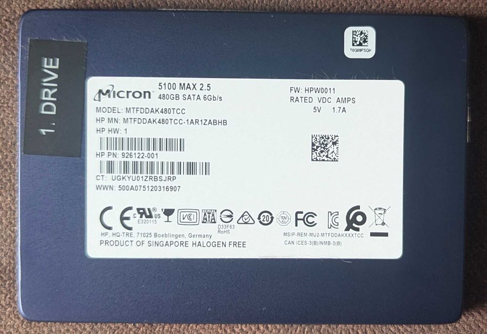 МІСRON 5100MAX 480gb Enterprise  3 шт. Стан нового !!!