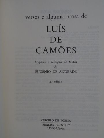 Versos e Alguma Prosa de Luís de Camões de Eugénio de Andrade