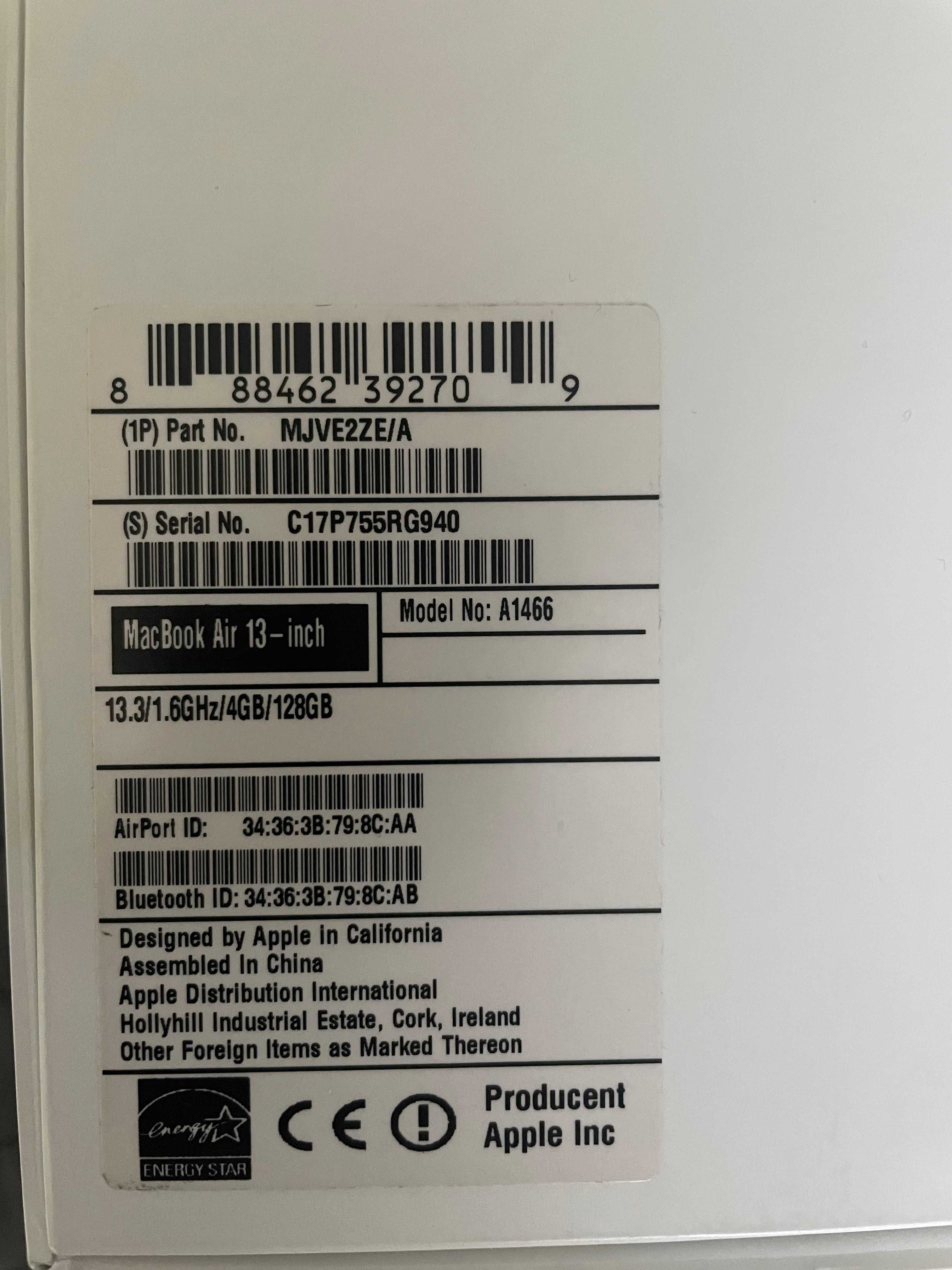 Mcbook Air od Apple 13 cal z 2015rok  - Core i5 1,6 GHz